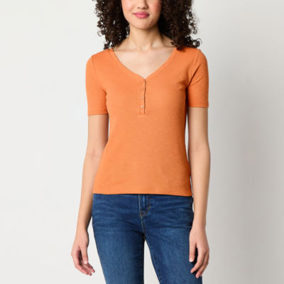 a.n.a Womens Tall Short Sleeve Fitted Henley Shirt