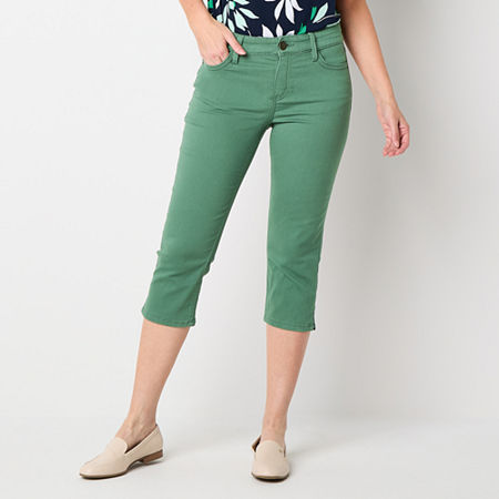 Liz Claiborne Sara Womens Mid Rise Capri Pants, 18, Green