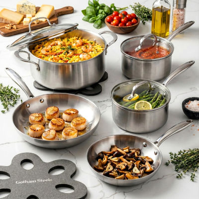 Gotham Steel 10-pc. Stainless Steel Tri-Ply Cookware Set