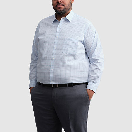 Van Heusen Ultra Flex Big and Tall Mens Regular Fit Stretch Fabric Wrinkle Free Long Sleeve Dress Shirt, 18 37-38, Blue