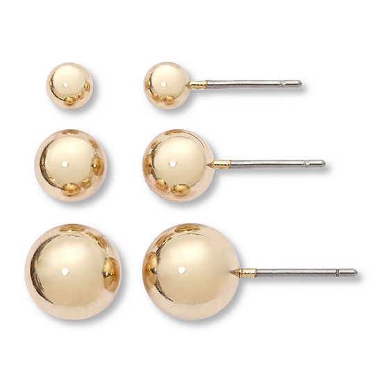 Mixit Hypoallergenic 3 Pair Ball Earring Set