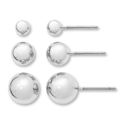 Mixit Womens Ball Hypoallergenic 3 Pair Earring Set
