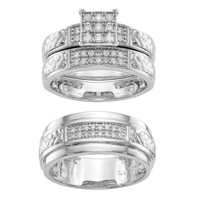 Womens 1 1/ CT. T.W. Mined White Diamond 14K Gold Round Bridal Set