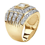 DiamonArt® Mens 3 CT. T.W. White Cubic Zirconia 14K Gold Over Silver Square Fashion Ring
