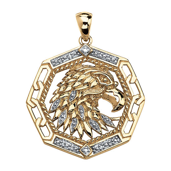 Eagle Mens Diamond Accent Genuine White Diamond 18K Gold Over Silver Pendant