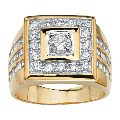 Mens 1/2 CT. T.W. White Cubic Zirconia 14K Gold Over Brass Round Fashion Ring