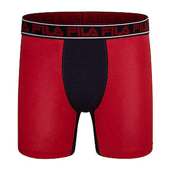 Fila Men's 6 Boxer Brief No Fly Front with Pouch, 4-Pack of 6 Inch