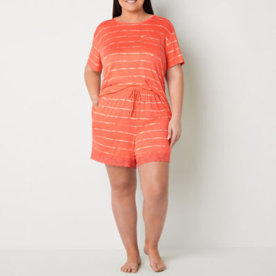 Ambrielle Womens Plus Short Sleeve Round Neck Shorts Pajama Set JCPenney