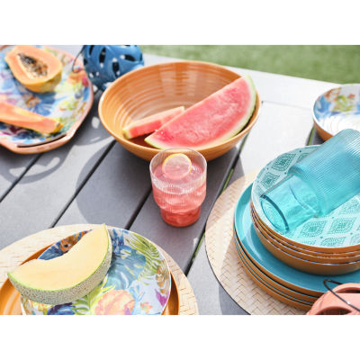 Turquoise Sun 4-pc. Dishwasher Safe Geo Print Melamine Bowls