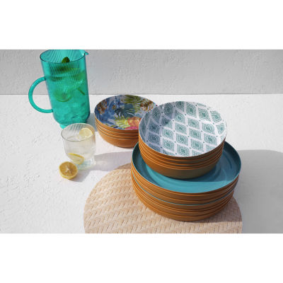 Turquoise Sun 4-pc. Dishwasher Safe Mixed Print Melamine Bowls