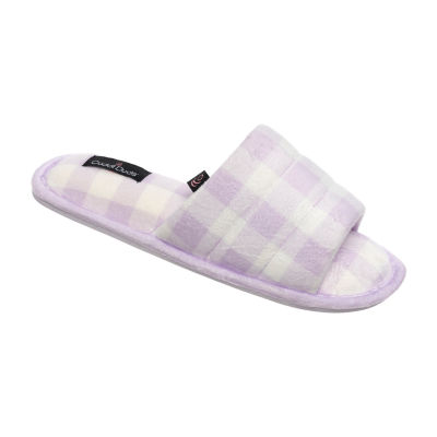 Cuddl Duds Puffy Velour Womens Slip-On Slippers