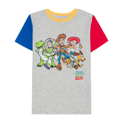 Disney Collection Little & Big Kid Boys Crew Neck Short Sleeve Regular Fit Buzz Lightyear Jessie Toy Story Graphic T-Shirt