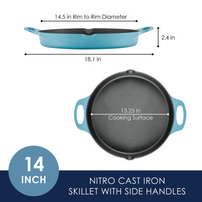 Rachael Ray Nitro Cast Iron 14" Skillet with Side Handles