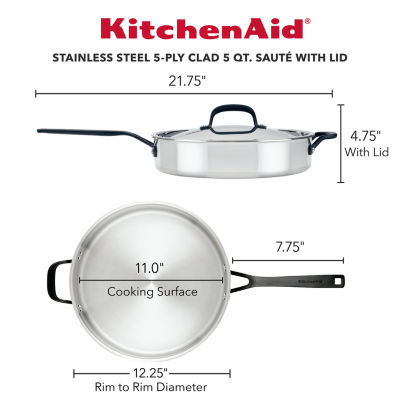 KitchenAid 5-Ply Clad Stainless Steel 5-qt. Saute Pan with Lid