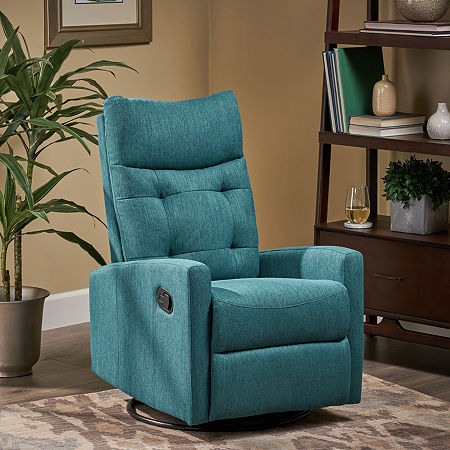 Woodglen Tufted Track-Arm Recliner, One Size, Blue