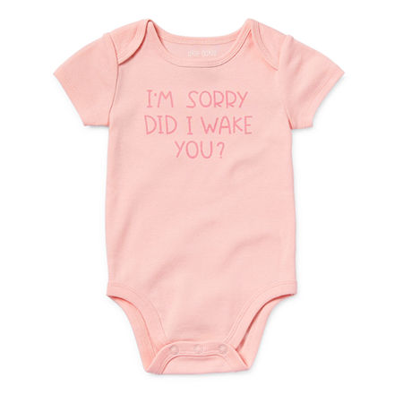 Okie Dokie Baby Girls Round Neck Short Sleeve Rib Bodysuit, 24 Months, Pink