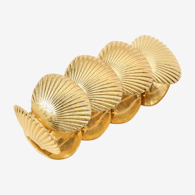 Bijoux Bar Gold Tone Shells Stretch Bracelet