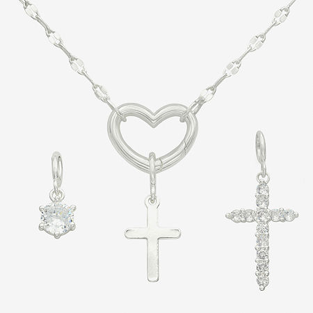 Sparkle Allure Womens Cubic Zirconia Cross 3-pc. Pendant Necklace Set, One Size