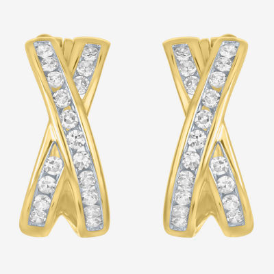 (G-H / I1-I2) Womens 1/3 CT. T.W. Lab Grown White Diamond 10K Gold 12.8mm Hoop Earrings