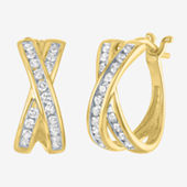 Yes, Please! Lab Created White Sapphire 14K Gold Over Silver Round 2 Pair Earring Set