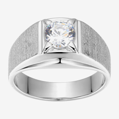 Mens 1 3/4 CT. T.W. Cubic Zirconia Sterling Silver Round Solitaire Fashion Ring