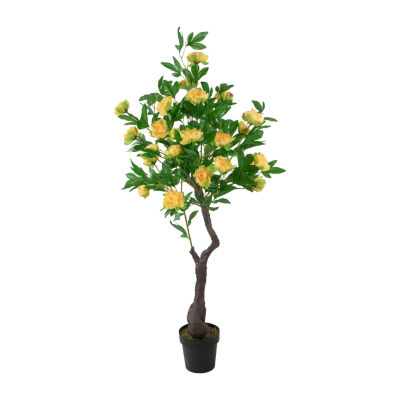 Northlight 63in Yellow And Green Peony Flower Artificial Tree