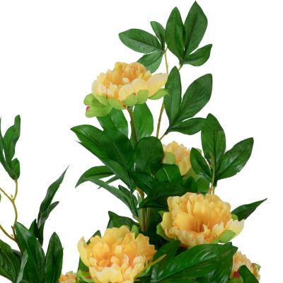 Northlight 63in Yellow And Green Peony Flower Artificial Tree