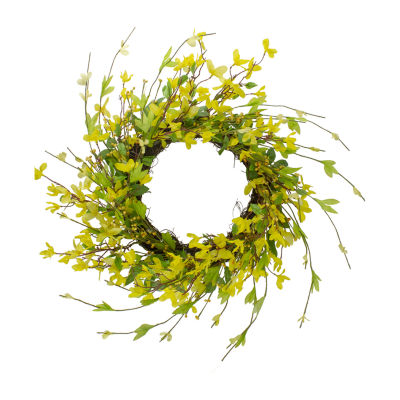 Northlight 20in Forsythia And Leaves Yellow Wreath