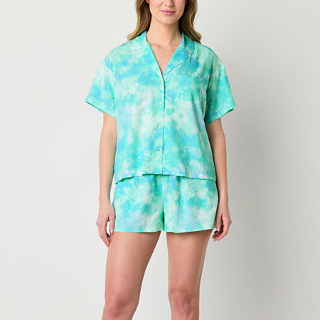 Sleep Chic Womens Short Sleeve 2-pc. Pajama Sets, Medium, Blue