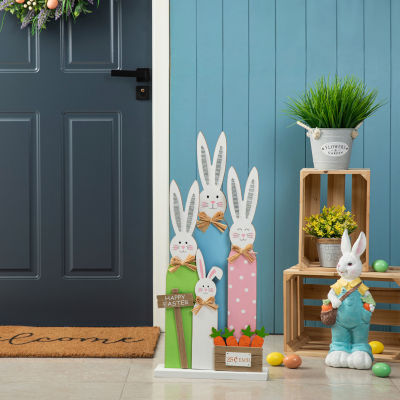 Glitzhome 29.75in Wooden Bunny Family Easter Porch Sign