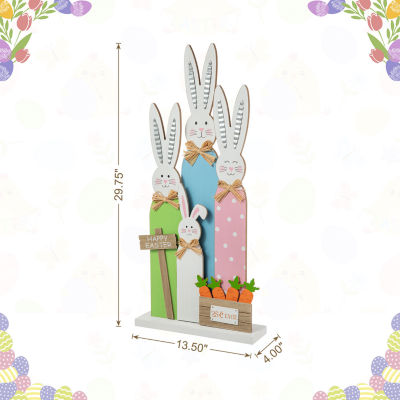 Glitzhome 29.75in Wooden Bunny Family Easter Porch Sign