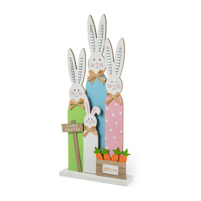 Glitzhome 29.75in Wooden Bunny Family Easter Porch Sign