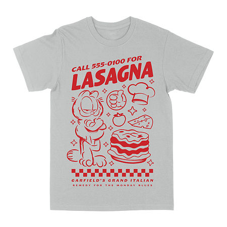 Novelty Mens Crew Neck Short Sleeve Regular Fit Garfield Graphic T-shirt In Gray