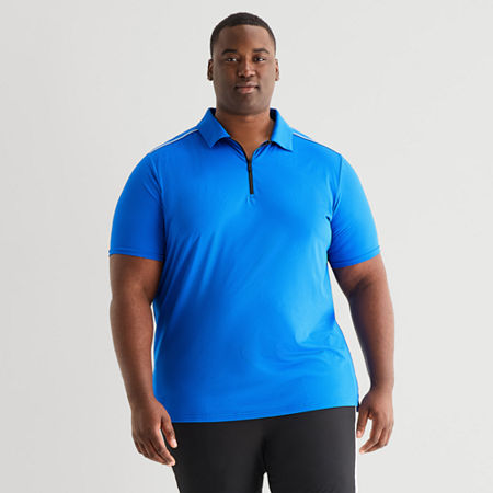 Shaquille O'Neal XLG Active Piped Big and Tall Mens Short Sleeve Polo Shirt, 3x-large, Blue