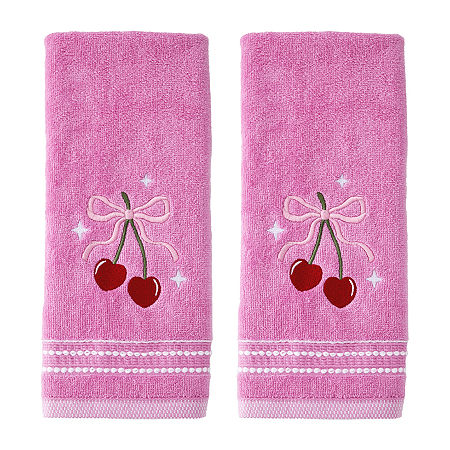 Saturday Knight Cherry Hearts 2-pc. Hand Towel In Pink