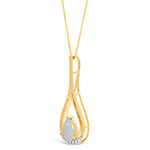 Womens Diamond Accent Lab Created White Opal 10K Gold Pendant Necklace