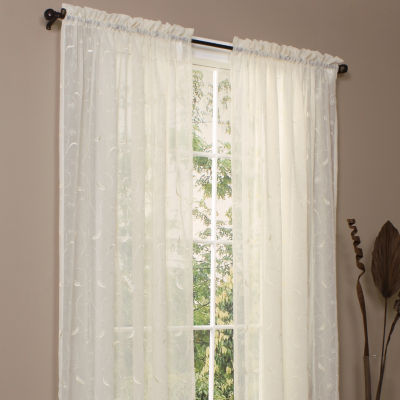 Hathaway Embroidered Sheer Rod Pocket Single Curtain Panel JCPenney