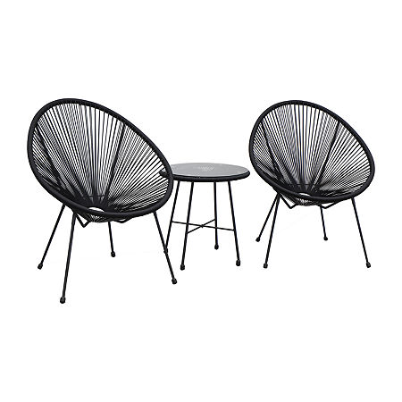 Sassio Outdoor And Patio Collection 3-pc. Conversation Set Weather Resistant, One Size, Black