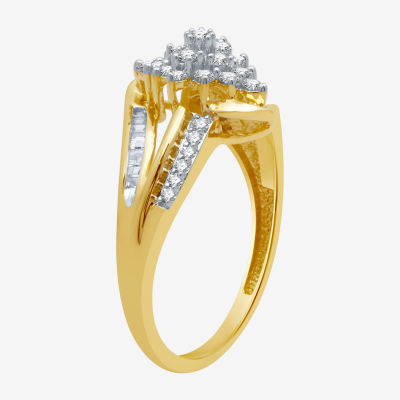 Womens 1/3 CT. T.W. Natural White Diamond 10K Gold Cluster Cocktail Ring