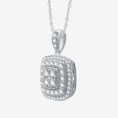 Womens 1/ CT. T.W. Natural White Diamond Sterling Silver Pendant Necklaces
