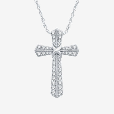 Womens / CT. T.W. Natural White Diamond Sterling Silver Cross Pendant Necklace