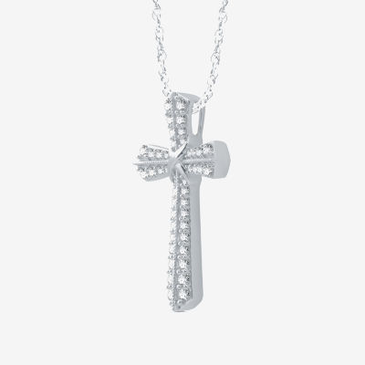 Womens / CT. T.W. Natural White Diamond Sterling Silver Cross Pendant Necklace