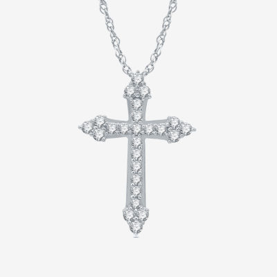 Womens / CT. T.W. Natural White Diamond Sterling Silver Cross Pendant Necklace