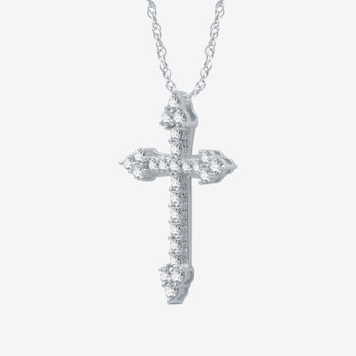 Womens / CT. T.W. Natural White Diamond Sterling Silver Cross Pendant Necklace