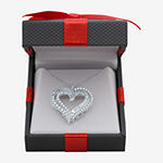 Womens 1 CT. T.W. Genuine White Diamond Sterling Silver Heart Pendant Necklace