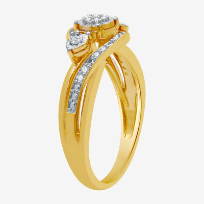 Womens 1/7 CT. T.W. Natural White Diamond  Cluster Halo Cocktail Ring in Sterling Silver or 14K Gold Over Silver