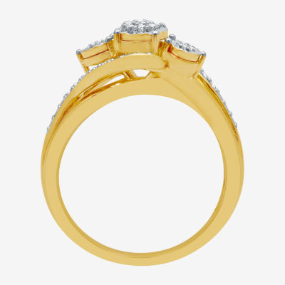 Womens 1/7 CT. T.W. Natural White Diamond  Cluster Halo Cocktail Ring in Sterling Silver or 14K Gold Over Silver