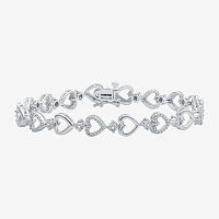 1/10 CT. T.W. Genuine White Diamond Sterling Silver Heart Tennis Bracelet, One Size