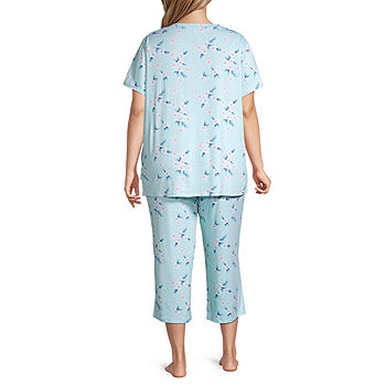 Jaclyn Womens 2-pc. V-Neck Short Sleeve Capri Pajama Set - JCPenney