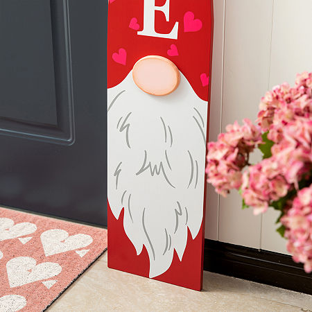 Glitzhome 42H Valentine's Gnome Porch Decor Holiday Yard Art, One Size, Red